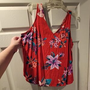 Old Navy Red Floral V-neck Tank